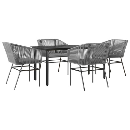 Set da Pranzo da Giardino 5 pz con Cuscini Polyrattan Vetro | homemem39