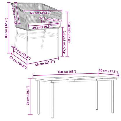 Set da Pranzo da Giardino 5 pz con Cuscini Polyrattan Vetro | homemem39