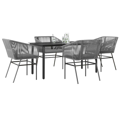 Set da Pranzo da Giardino 5 pz con Cuscini Polyrattan Vetro | homemem39
