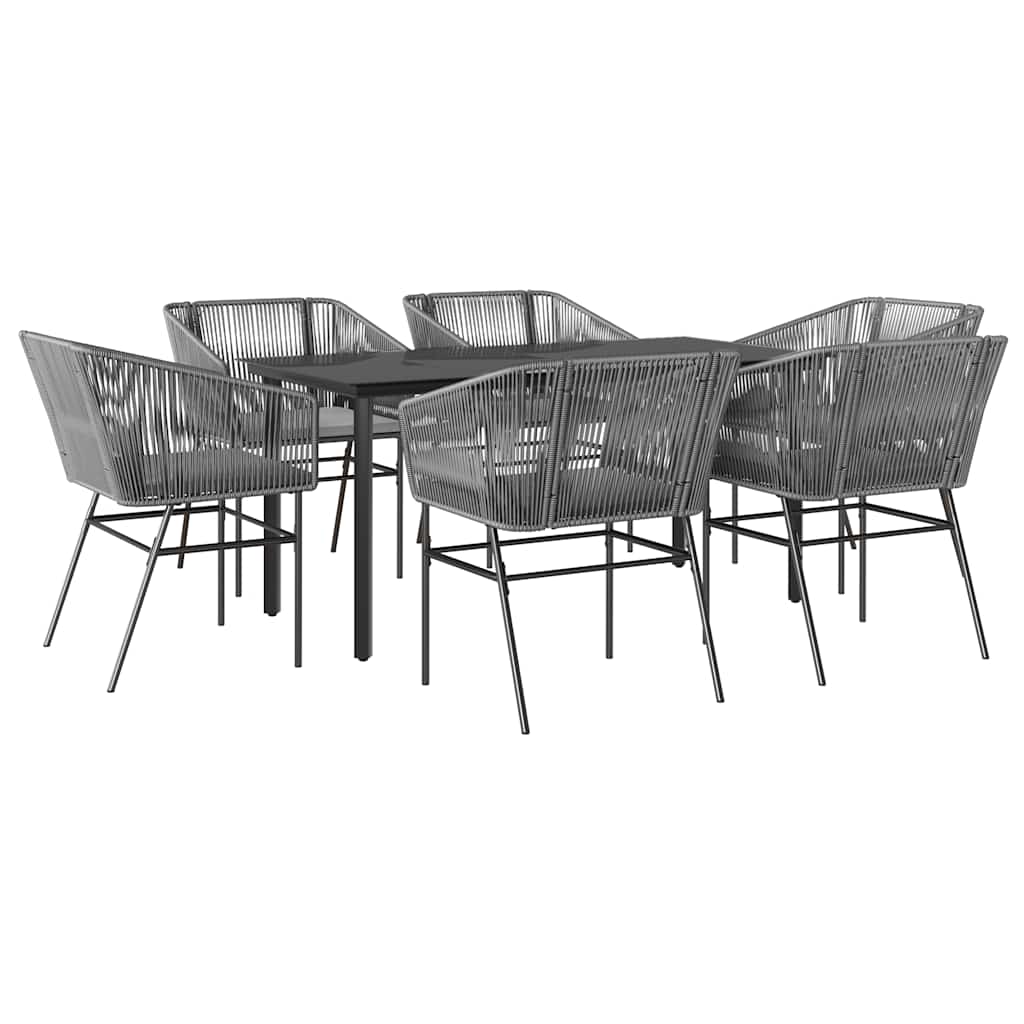 Set da Pranzo da Giardino 7 pz con Cuscini Polyrattan Vetro | homemem39