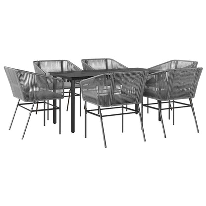 Set da Pranzo da Giardino 7 pz con Cuscini Polyrattan Vetro | homemem39