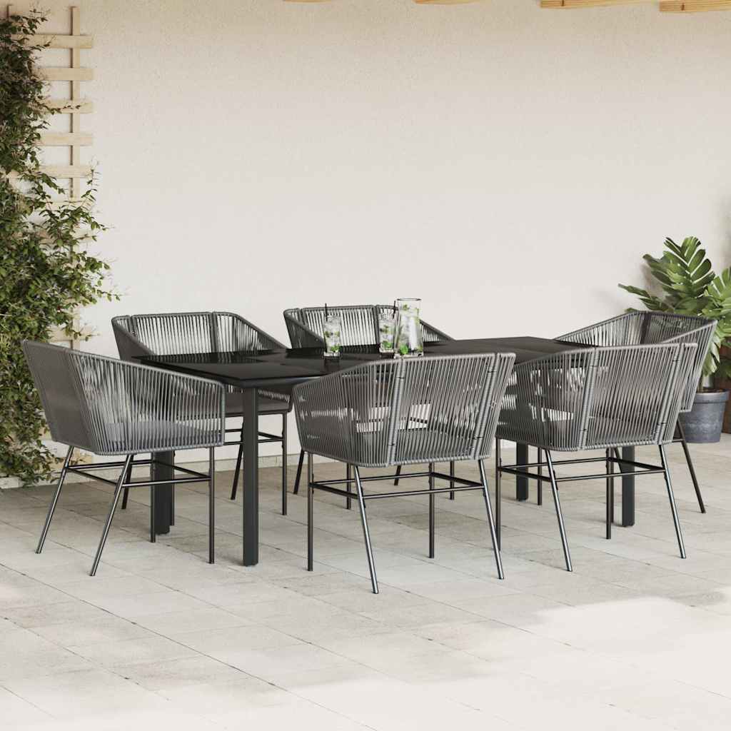 Set da Pranzo da Giardino 7 pz con Cuscini Polyrattan Vetro | homemem39