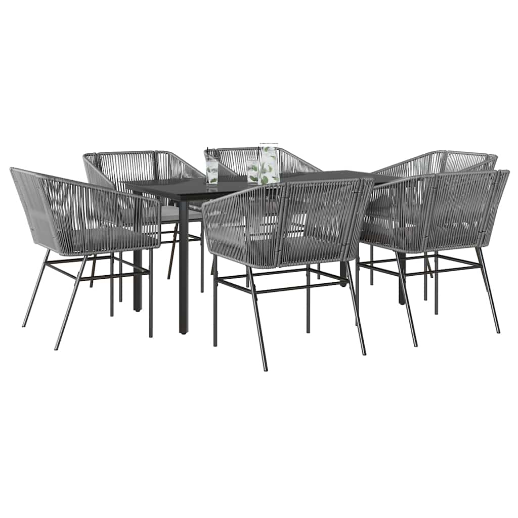 Set da Pranzo da Giardino 7 pz con Cuscini Polyrattan Vetro | homemem39