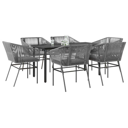 Set da Pranzo da Giardino 7 pz con Cuscini Polyrattan Vetro | homemem39