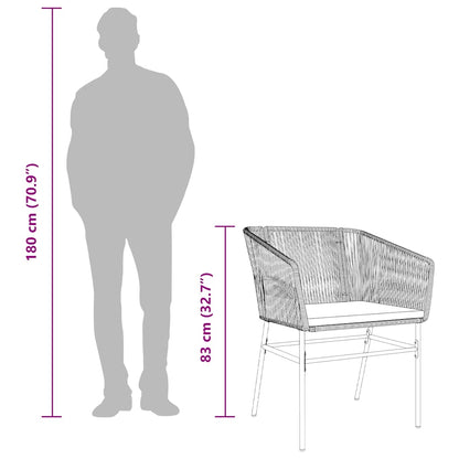 Set da Pranzo da Giardino 7 pz con Cuscini Polyrattan Vetro