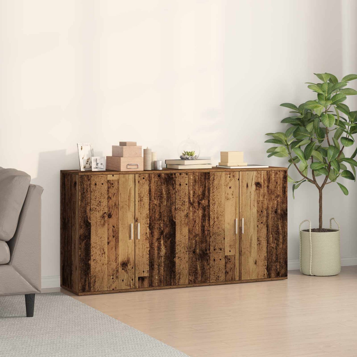 Credenza 2 pcs Legno vecchio 79 x 38 x 80 cm Legno multistrato