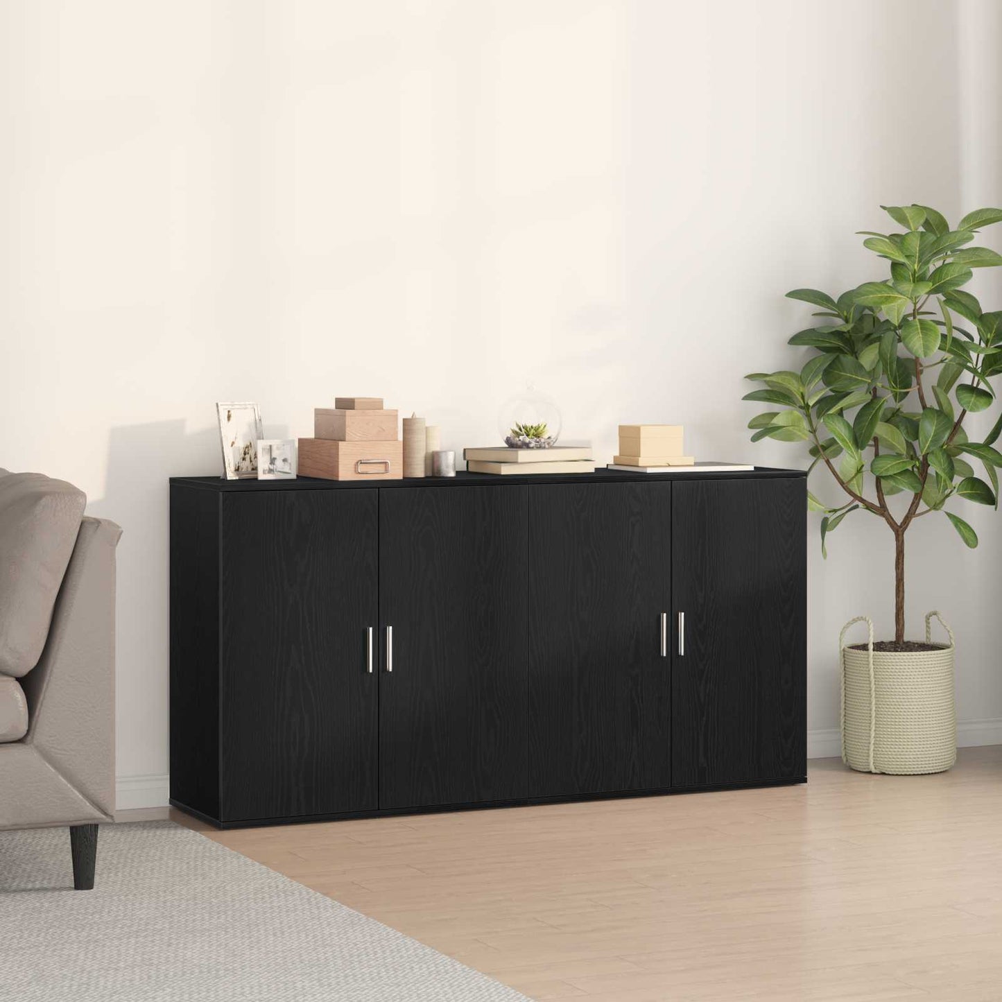 Credenza 2 pcs Rovere Nero 79 x 38 x 80 cm Legno multistrato