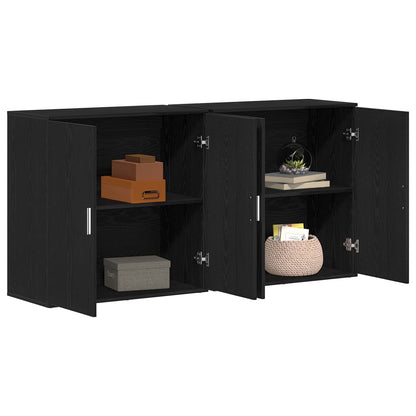 Credenza 2 pcs Rovere Nero 79 x 38 x 80 cm Legno multistrato