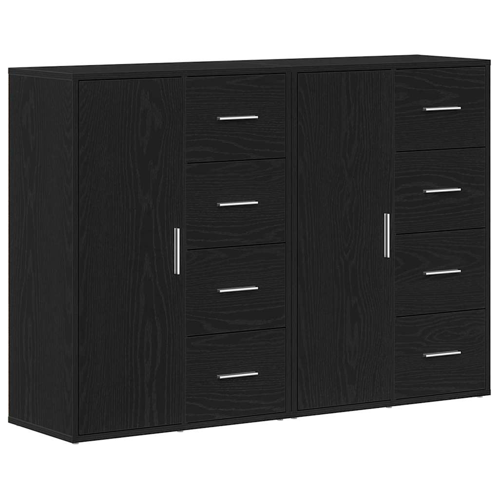 Sideboards 2 pcs Rovere nero 60 x 31 x 84 cm Legno multistrato - homemem39