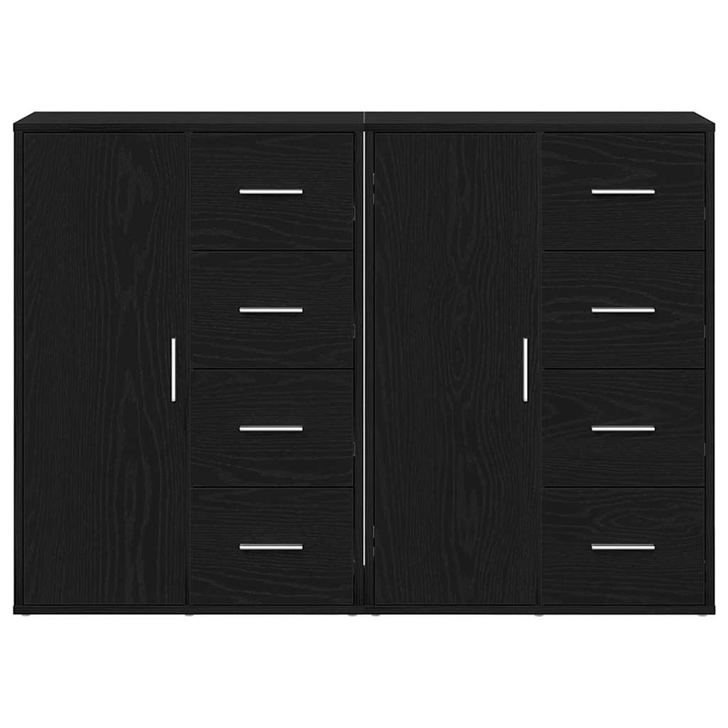 Sideboards 2 pcs Rovere nero 60 x 31 x 84 cm Legno multistrato - homemem39