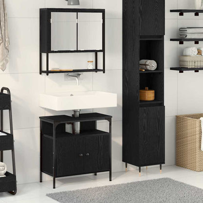 Set di mobili per il bagno 2 pcs Nero Legno multistrato | homemem39