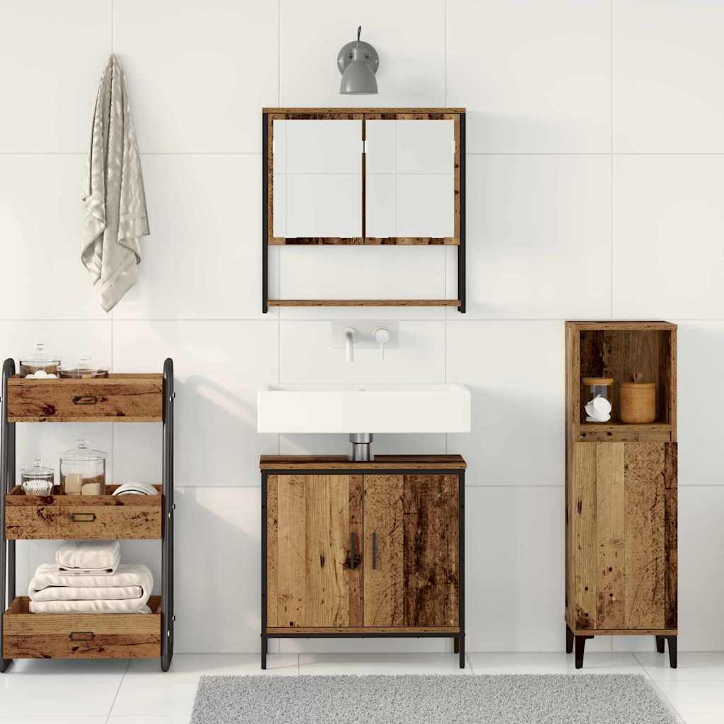 Set di mobili per il bagno 2 pcs Marrone Legno multistrato | homemem39