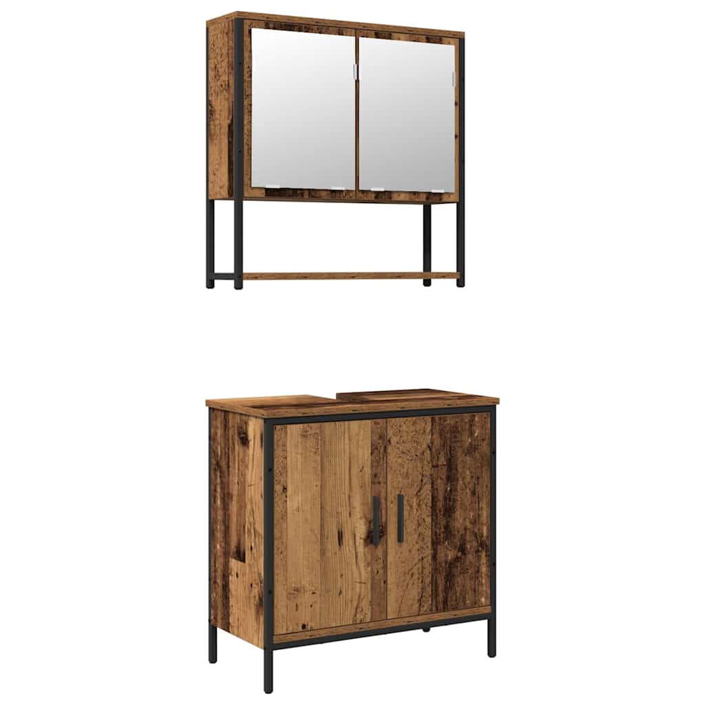 Set di mobili per il bagno 2 pcs Marrone Legno multistrato | homemem39