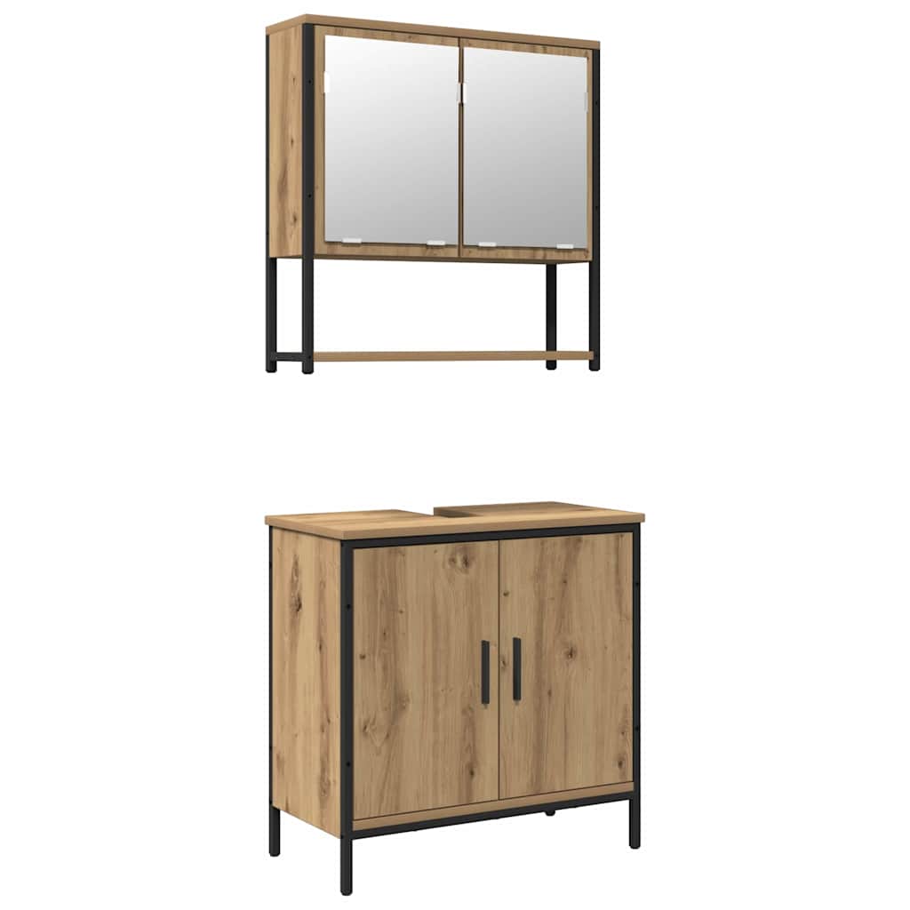 Set di mobili per il bagno 2 pz Marrone 60 x 30 x 60 cm | homemem39