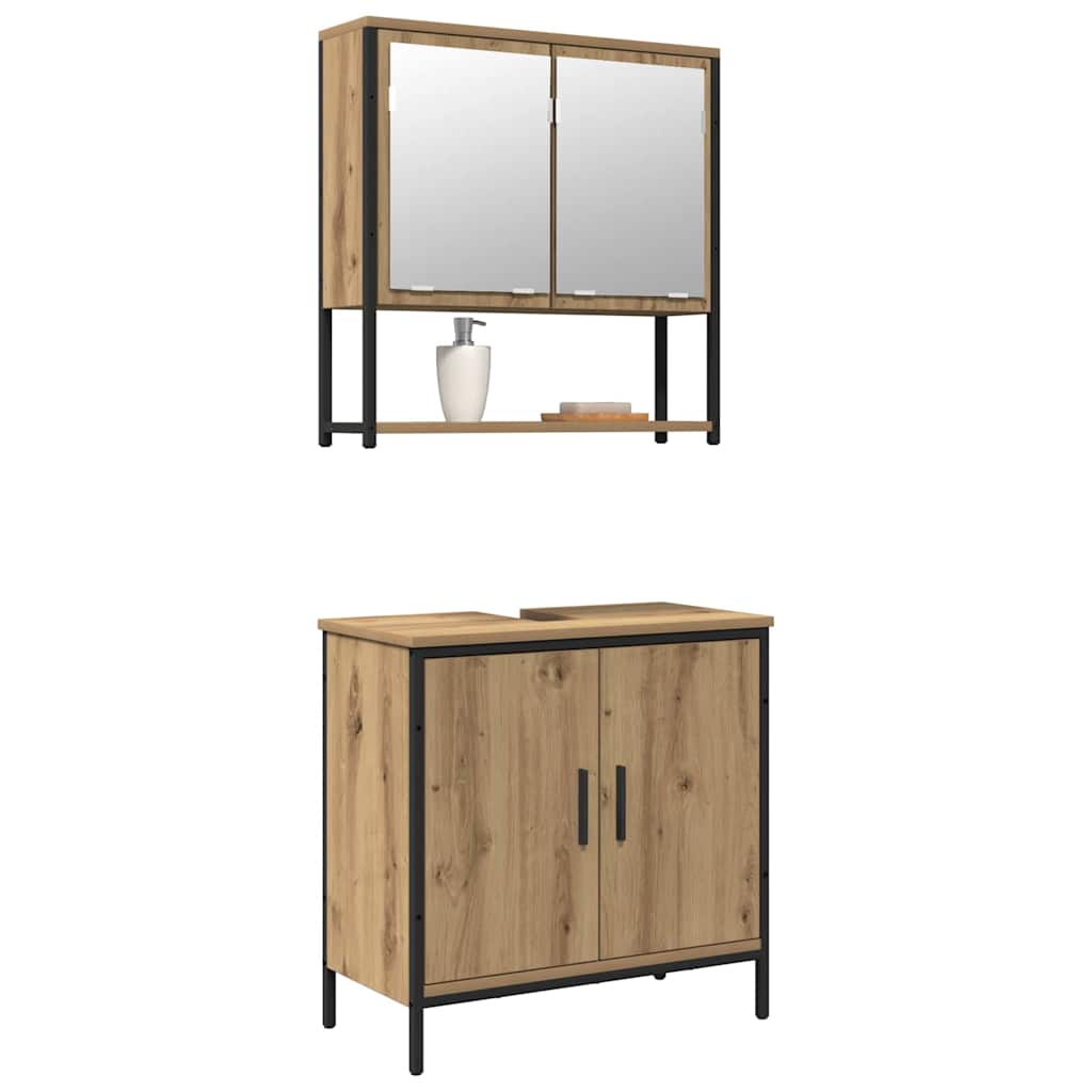 Set di mobili per il bagno 2 pz Marrone 60 x 30 x 60 cm | homemem39