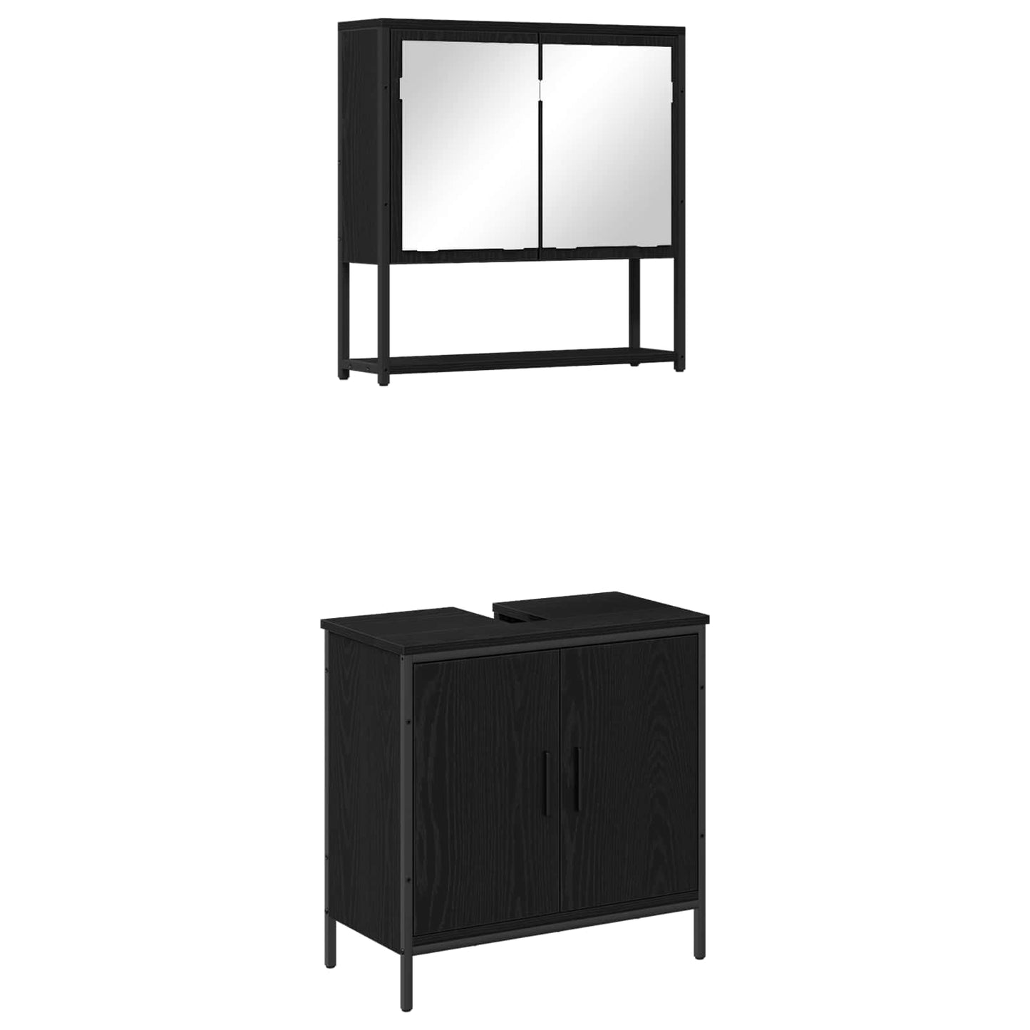 Set di mobili per il bagno 2 pcs Nero Legno multistrato | homemem39