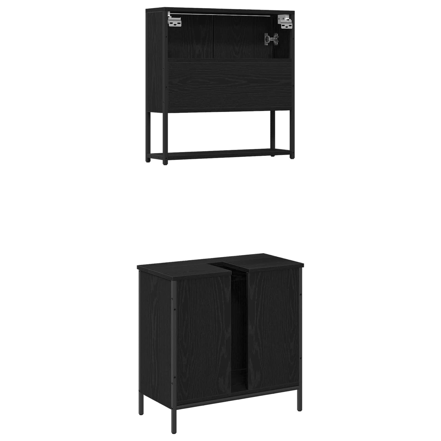 Set di mobili per il bagno 2 pcs Nero Legno multistrato | homemem39
