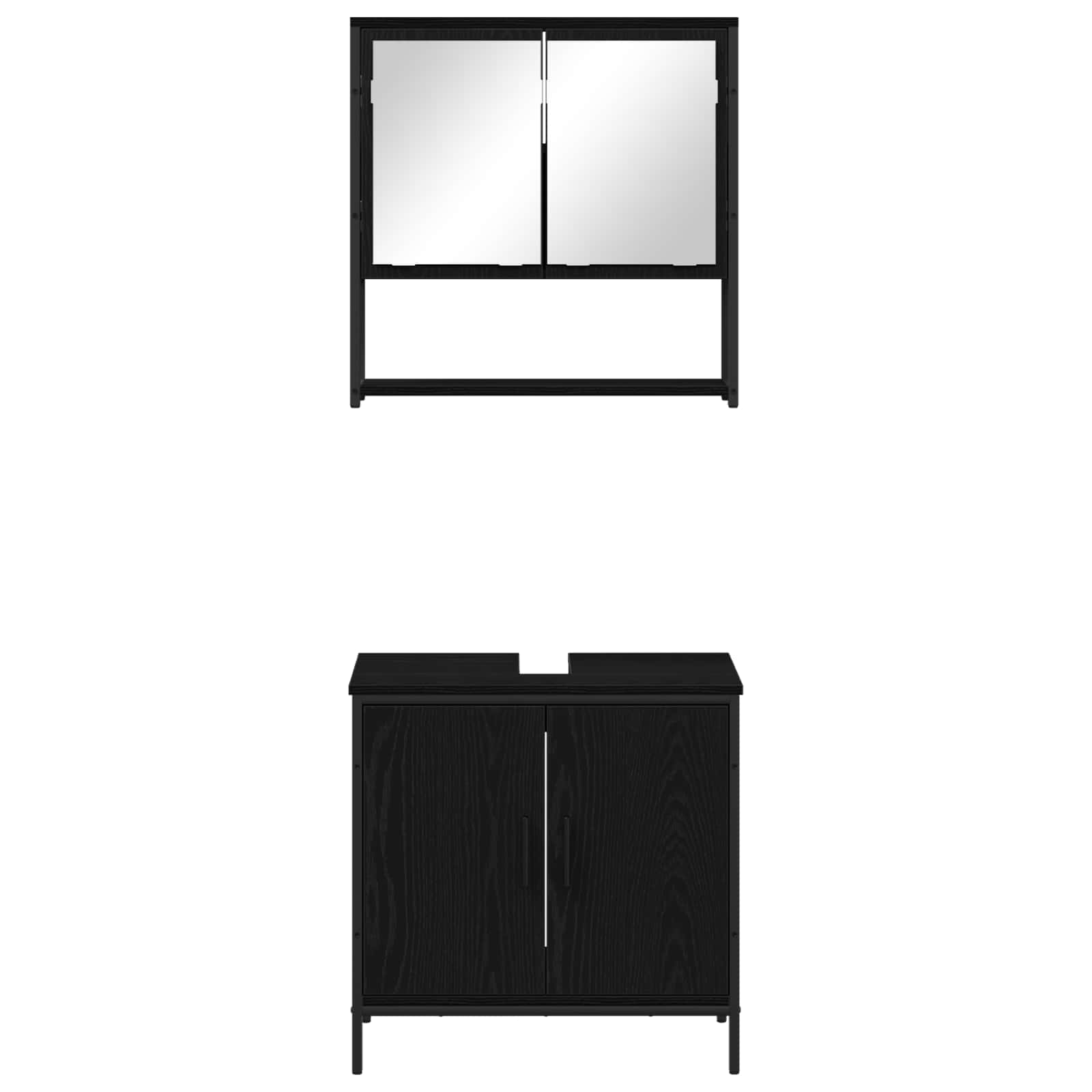 Set di mobili per il bagno 2 pcs Nero Legno multistrato | homemem39