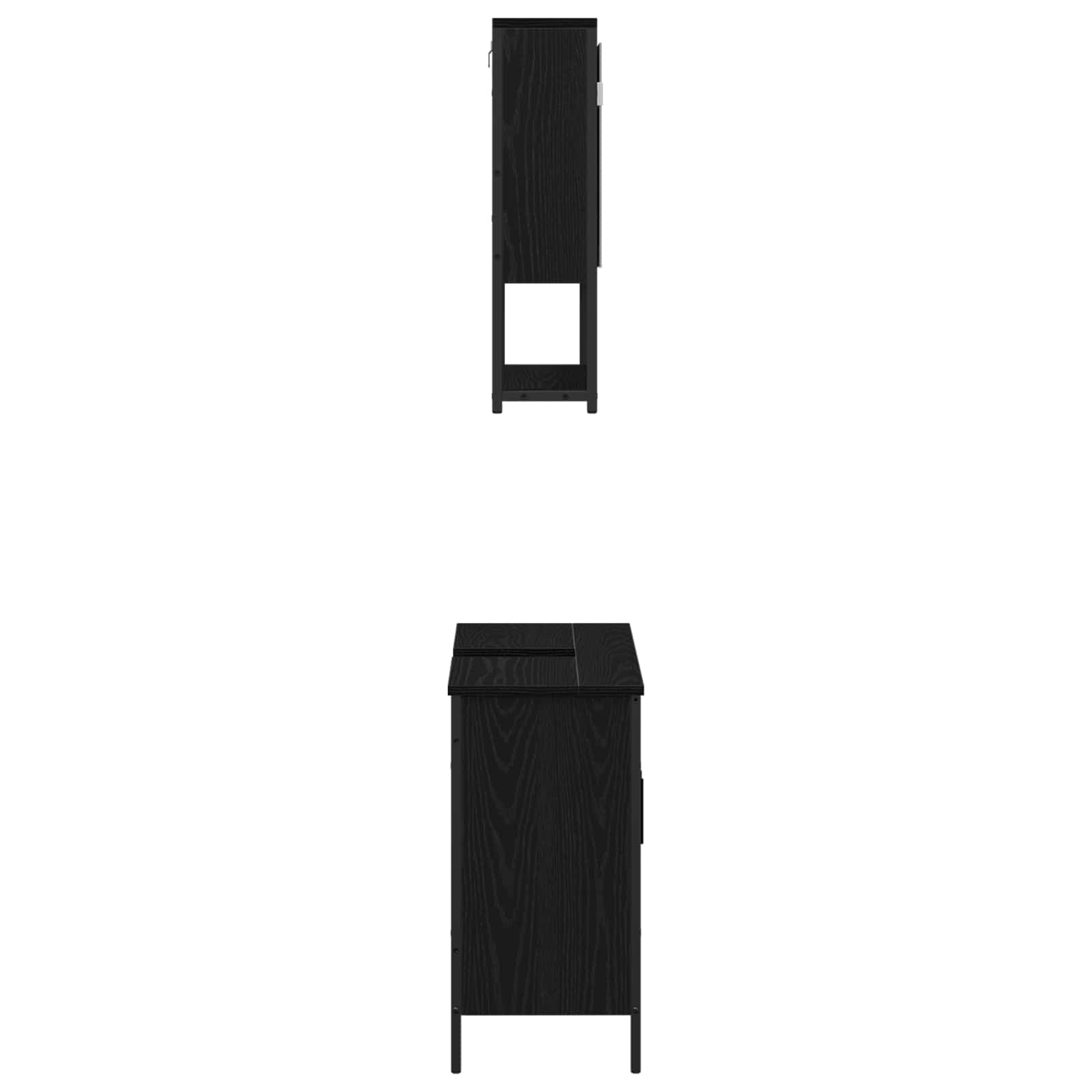 Set di mobili per il bagno 2 pcs Nero Legno multistrato | homemem39