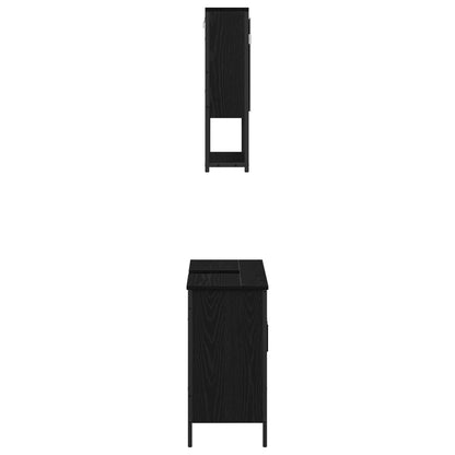 Set di mobili per il bagno 2 pcs Nero Legno multistrato | homemem39
