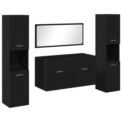 Set di mobili per il bagno 4 pcs Rovere Nero Legno multistrato | homemem39