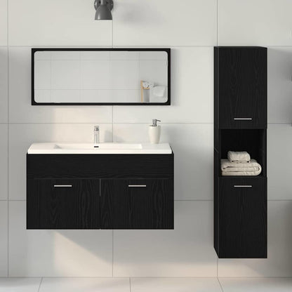 Set di mobili per il bagno 3 pcs Rovere Nero Legno multistrato | homemem39