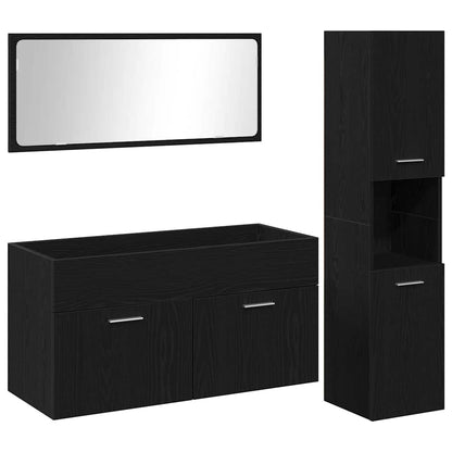 Set di mobili per il bagno 3 pcs Rovere Nero Legno multistrato | homemem39