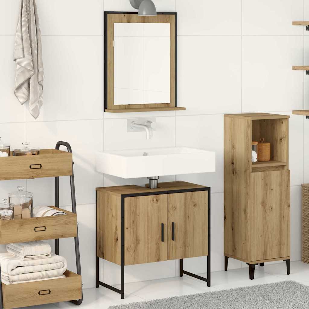 Set di mobili per il bagno 2 pcs Marrone Legno multistrato
