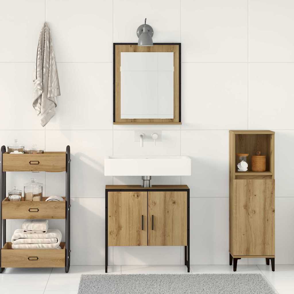 Set di mobili per il bagno 2 pcs Marrone Legno multistrato