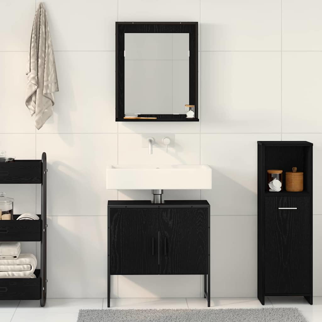 Set di mobili per il bagno 2 pcs Nero Legno multistrato | homemem39