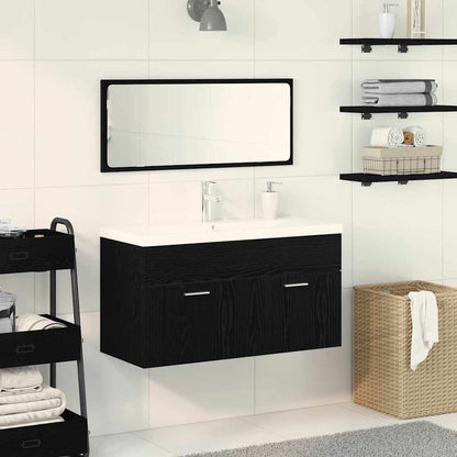 Set di mobili per il bagno 3 pcs Rovere Nero Legno multistrato | homemem39