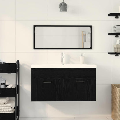 Set di mobili per il bagno 3 pcs Rovere Nero Legno multistrato | homemem39