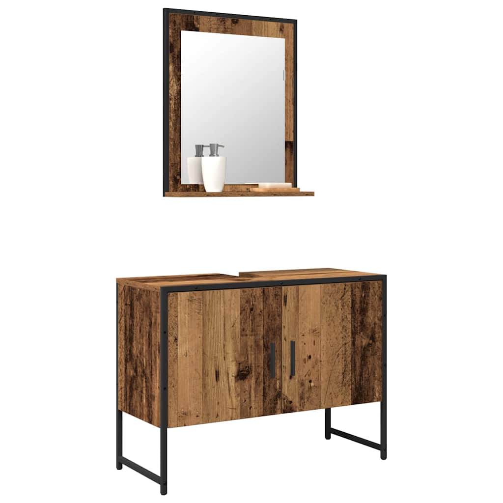 Set di mobili per il bagno 2 pcs Marrone Legno multistrato | homemem39