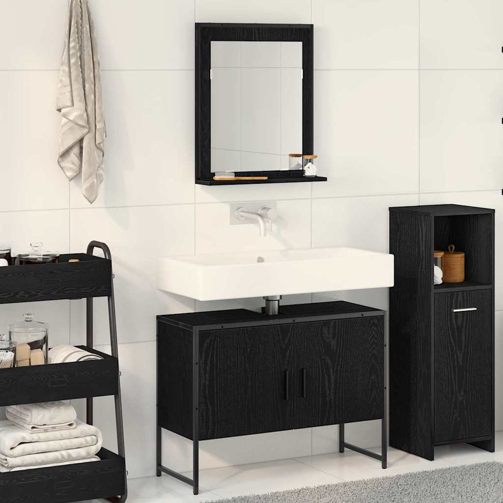Set di mobili per il bagno 2 pcs Nero Legno multistrato | homemem39