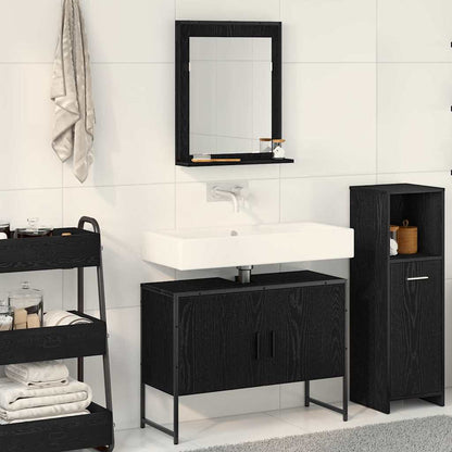 Set di mobili per il bagno 2 pcs Nero Legno multistrato | homemem39