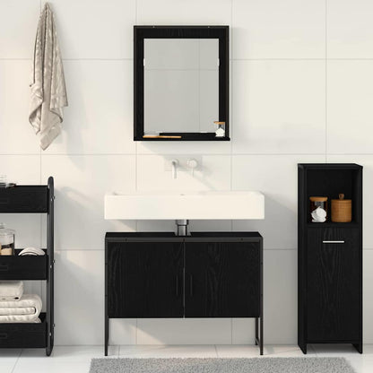 Set di mobili per il bagno 2 pcs Nero Legno multistrato | homemem39