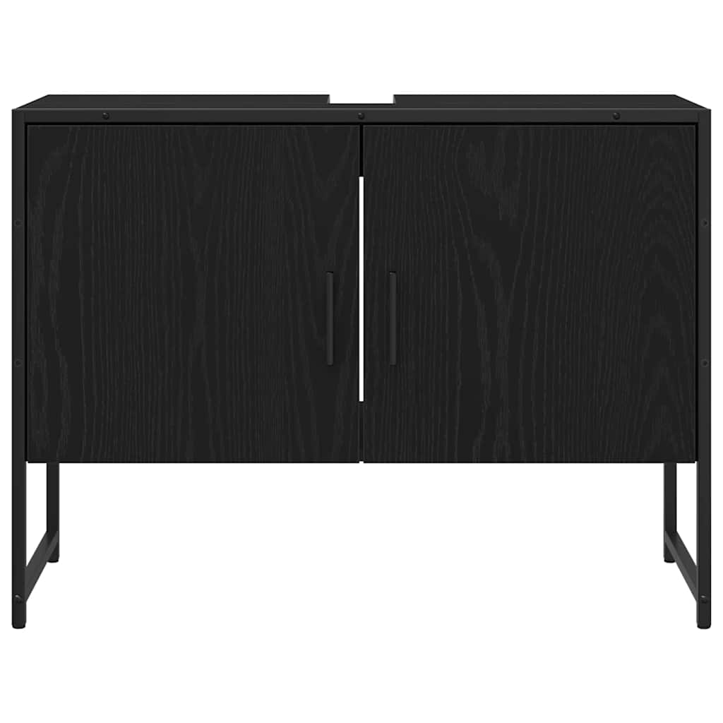 Set di mobili per il bagno 2 pcs Nero Legno multistrato | homemem39