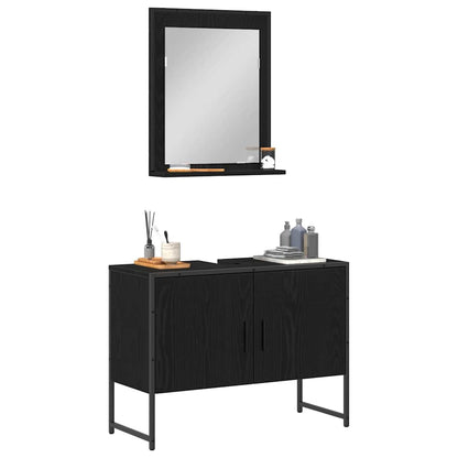 Set di mobili per il bagno 2 pcs Nero Legno multistrato | homemem39