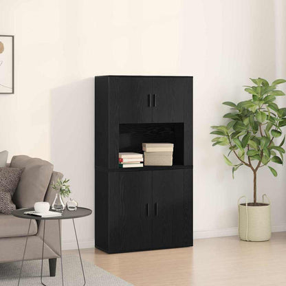 Credenza Rovere Nero 80 x 33 x 150 cm Legno multistrato | homemem39