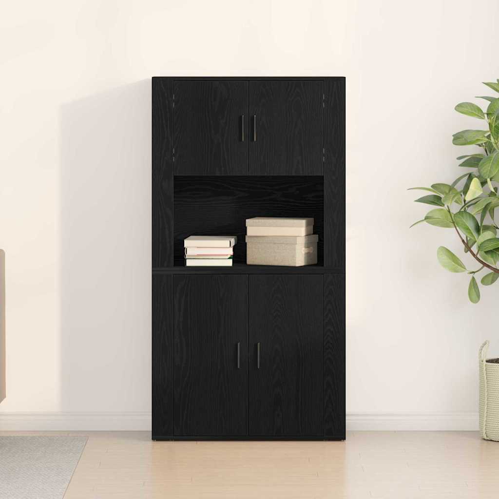 Credenza Rovere Nero 80 x 33 x 150 cm Legno multistrato | homemem39