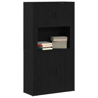 Credenza Rovere Nero 80 x 33 x 150 cm Legno multistrato | homemem39