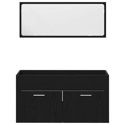 Set di mobili per il bagno 3 pcs Rovere Nero Legno multistrato | homemem39