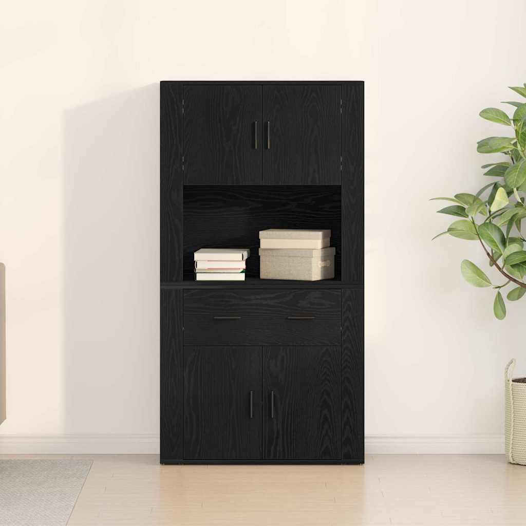 Highboard Rovere nero 80 x 33 x 150 cm Legno multistrato - homemem39