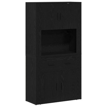 Highboard Rovere nero 80 x 33 x 150 cm Legno multistrato - homemem39