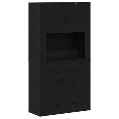 Credenza Rovere Nero 80 x 33 x 150 cm Legno multistrato