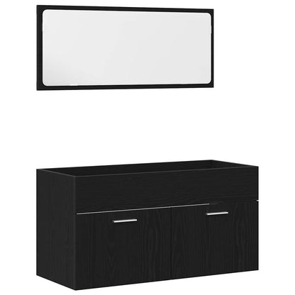 Set di mobili per il bagno 4 pcs Rovere Nero Legno multistrato | homemem39