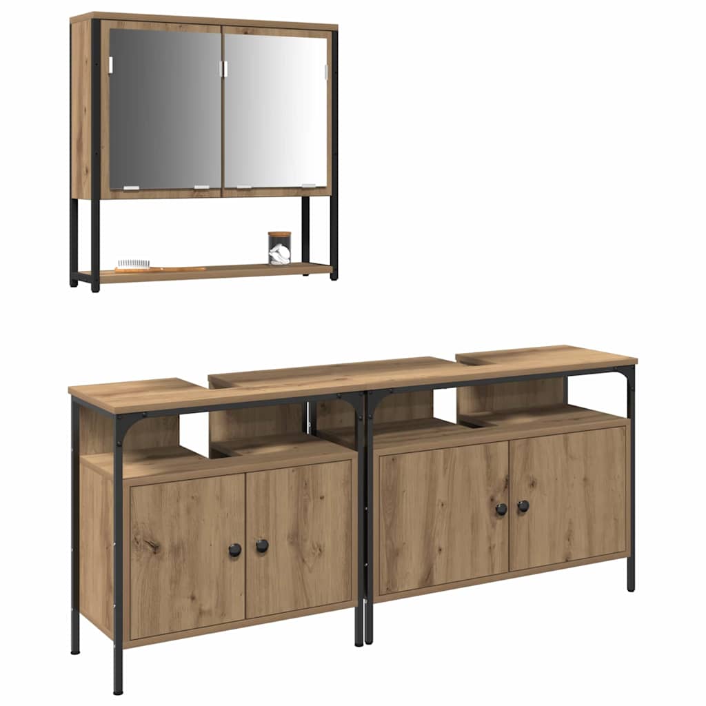 Set di mobili per il bagno 3 pz Marrone 80 x 30 x 60 cm | homemem39