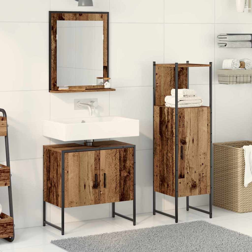 Set di mobili per il bagno 3 pcs Marrone Legno multistrato | homemem39
