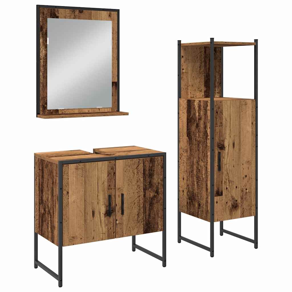 Set di mobili per il bagno 3 pcs Marrone Legno multistrato | homemem39
