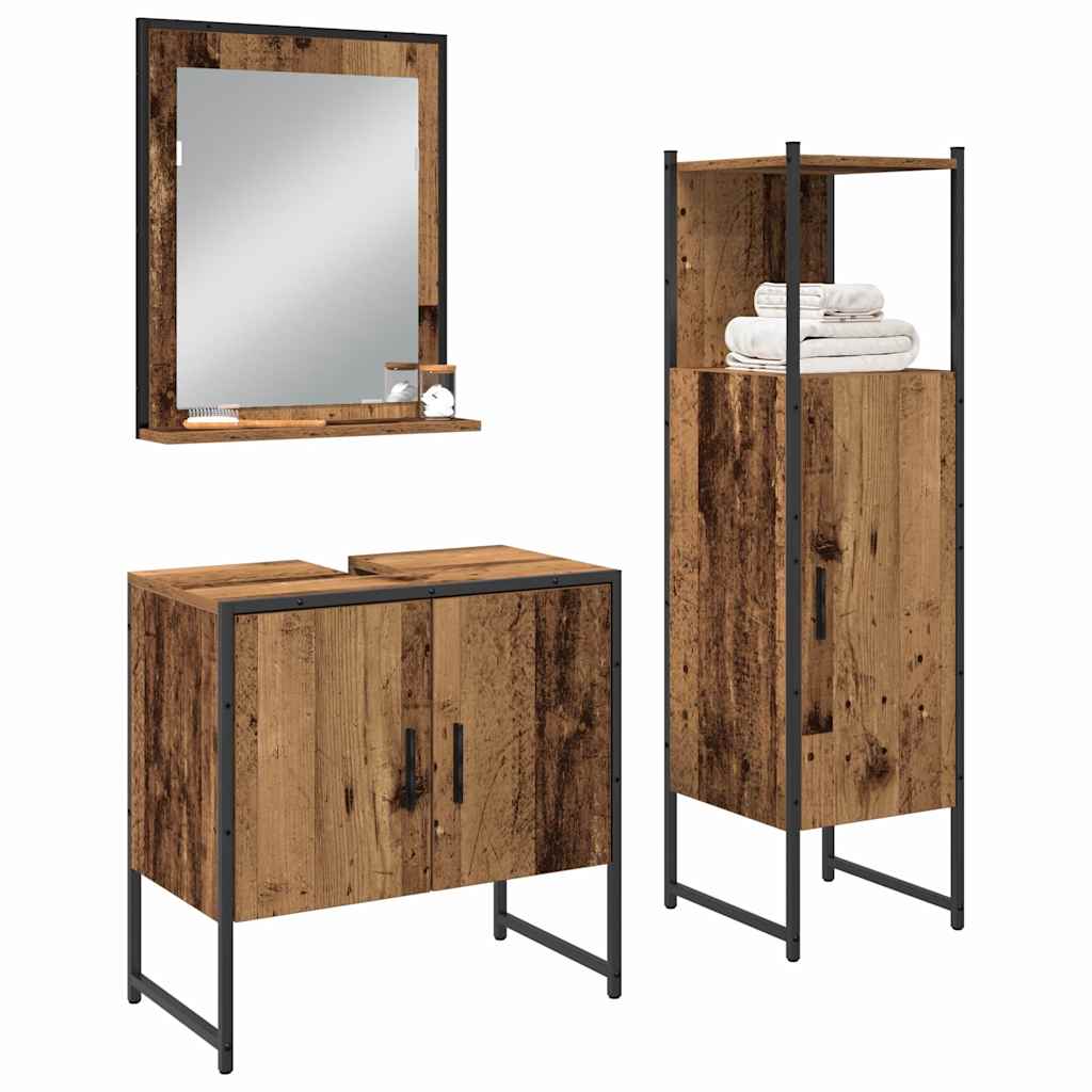 Set di mobili per il bagno 3 pcs Marrone Legno multistrato | homemem39